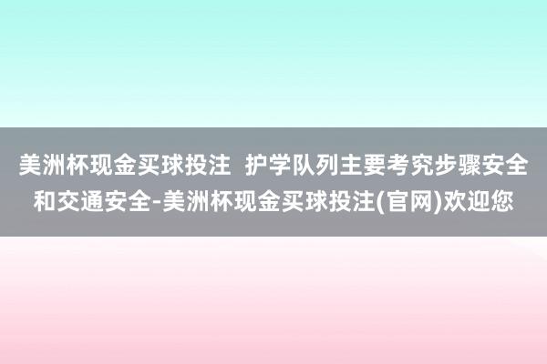 美洲杯现金买球投注  护学队列主要考究步骤安全和交通安全-美洲杯现金买球投注(官网)欢迎您