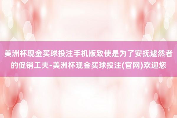 美洲杯现金买球投注手机版致使是为了安抚遽然者的促销工夫-美洲杯现金买球投注(官网)欢迎您