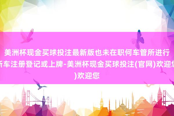 美洲杯现金买球投注最新版也未在职何车管所进行新车注册登记或上牌-美洲杯现金买球投注(官网)欢迎您