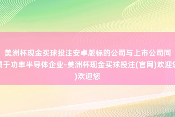 美洲杯现金买球投注安卓版标的公司与上市公司同属于功率半导体企业-美洲杯现金买球投注(官网)欢迎您