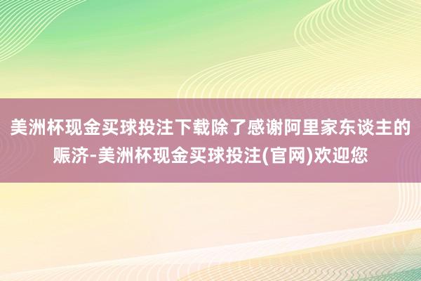美洲杯现金买球投注下载除了感谢阿里家东谈主的赈济-美洲杯现金买球投注(官网)欢迎您