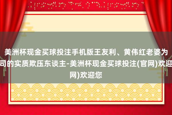 美洲杯现金买球投注手机版王友利、黄伟红老婆为公司的实质欺压东谈主-美洲杯现金买球投注(官网)欢迎您