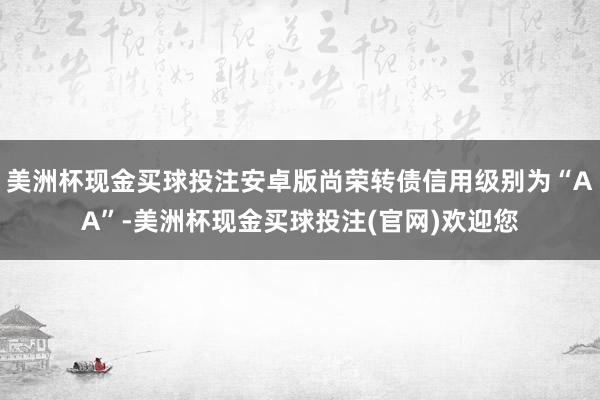 美洲杯现金买球投注安卓版尚荣转债信用级别为“AA”-美洲杯现金买球投注(官网)欢迎您