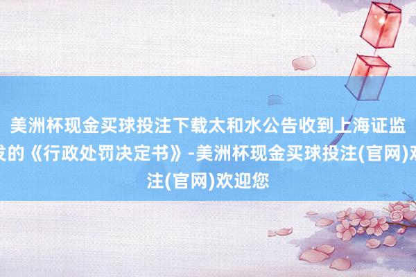 美洲杯现金买球投注下载太和水公告收到上海证监局下发的《行政处罚决定书》-美洲杯现金买球投注(官网)欢迎您