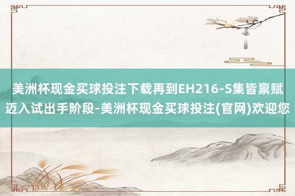美洲杯现金买球投注下载再到EH216-S集皆禀赋迈入试出手阶段-美洲杯现金买球投注(官网)欢迎您